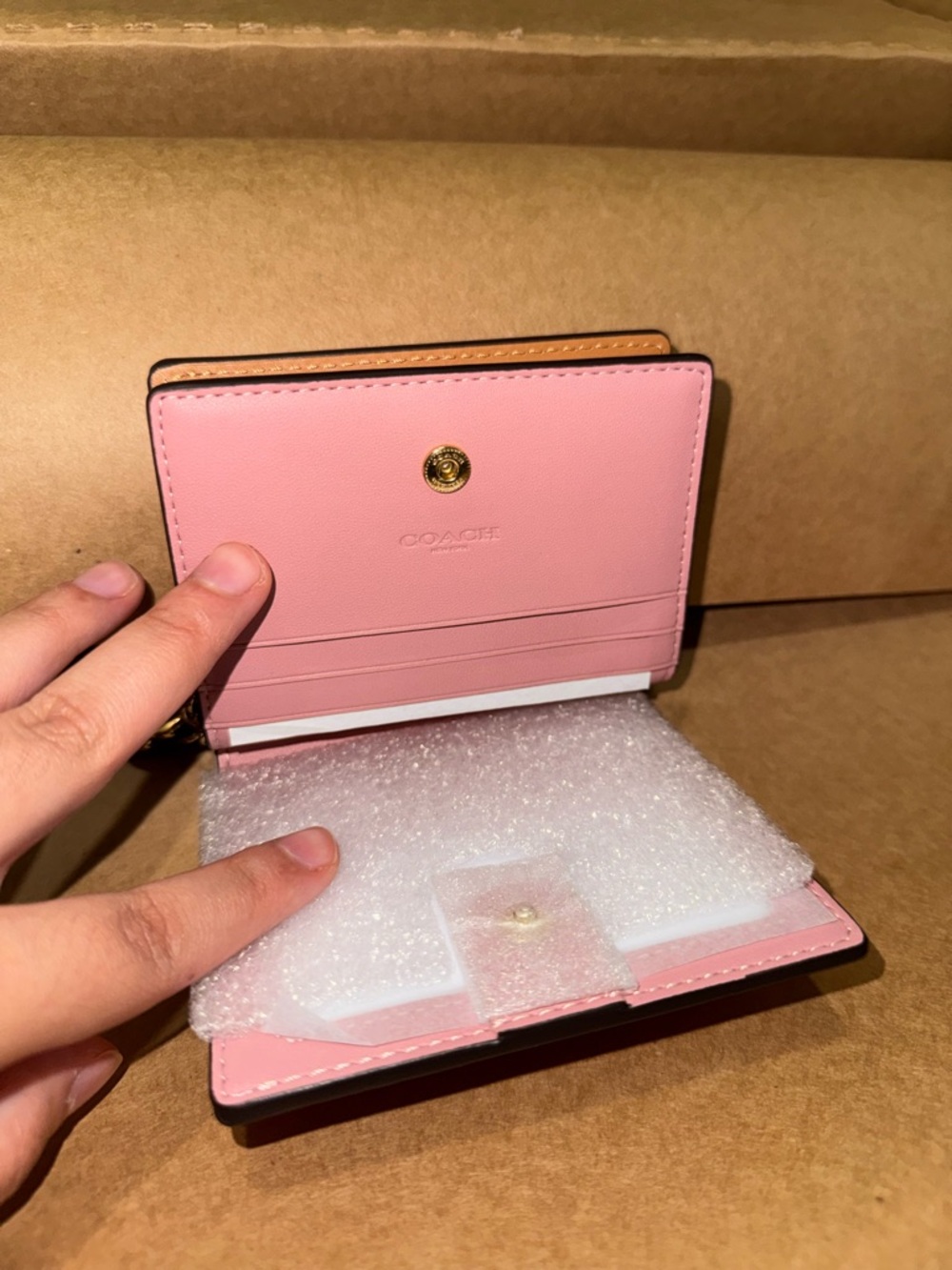 Coach Light Pink Signature Small Wallet with Gold Charm - Picture 2 of 4